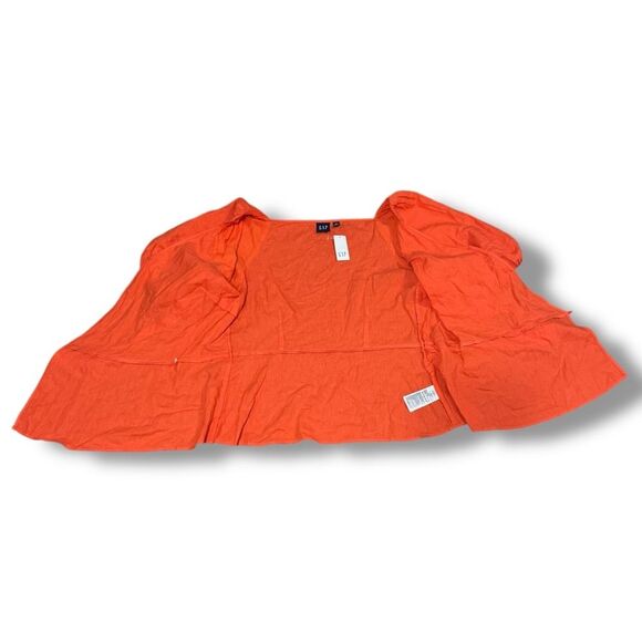 GAP Linen Blend Wrap Top Size Medium Tall Women’s Short Sleeve Blouse - Picture 4 of 6